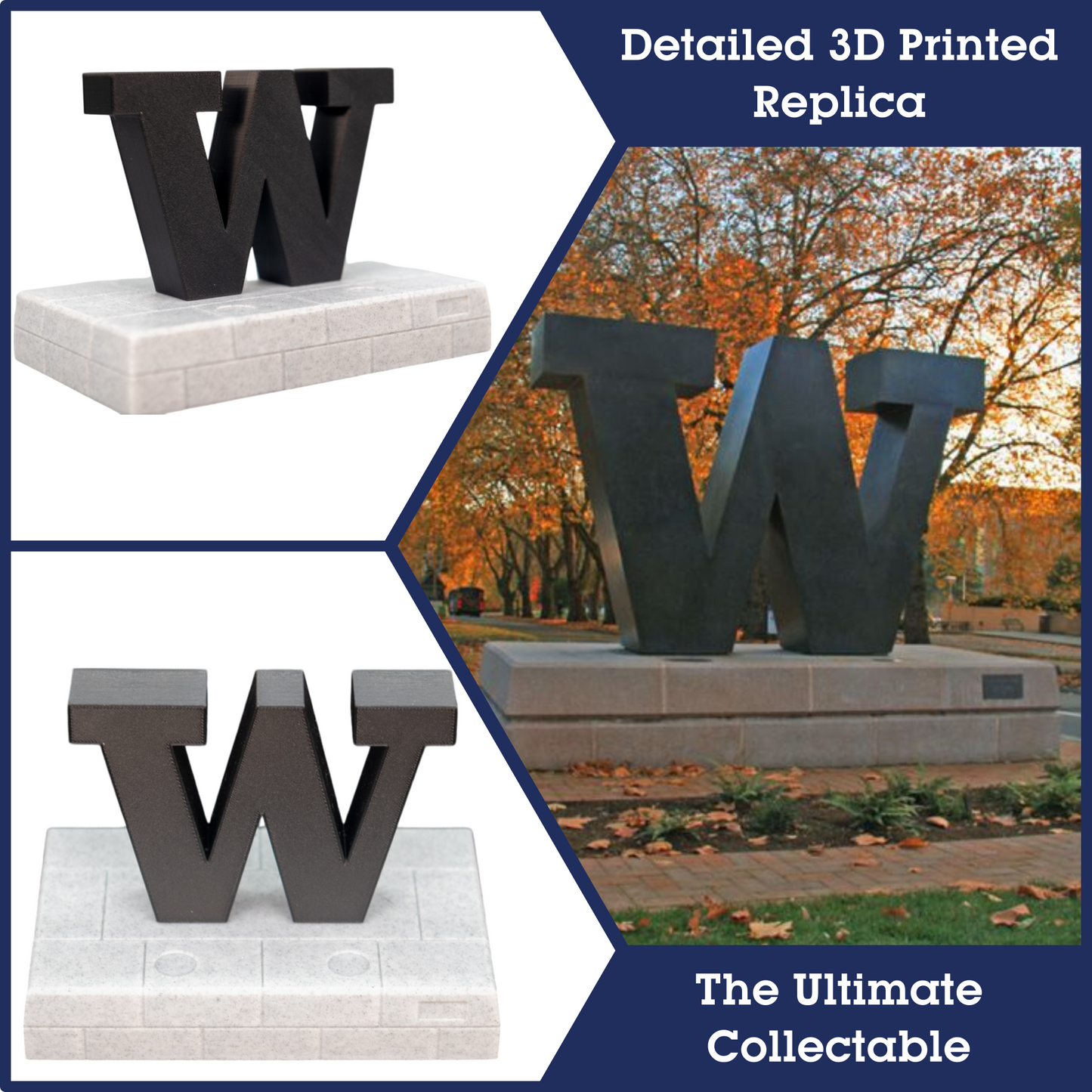 Block W Statue 3D Replica | Seattle, Washington | Graduation Gift & Fan Memorabilia & Home, Dorm, Office Décor