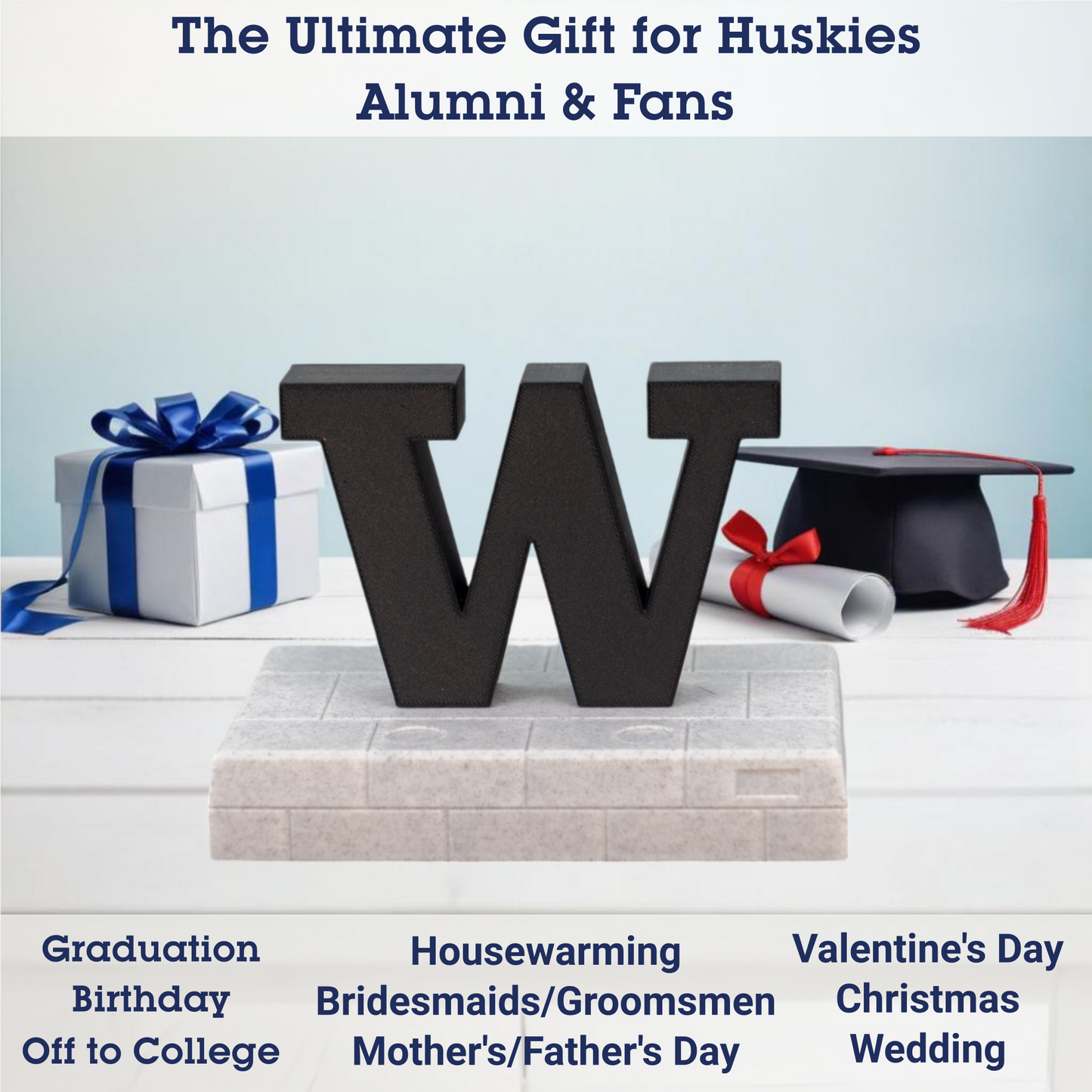 Block W Statue 3D Replica | Seattle, Washington | Graduation Gift & Fan Memorabilia & Home, Dorm, Office Décor