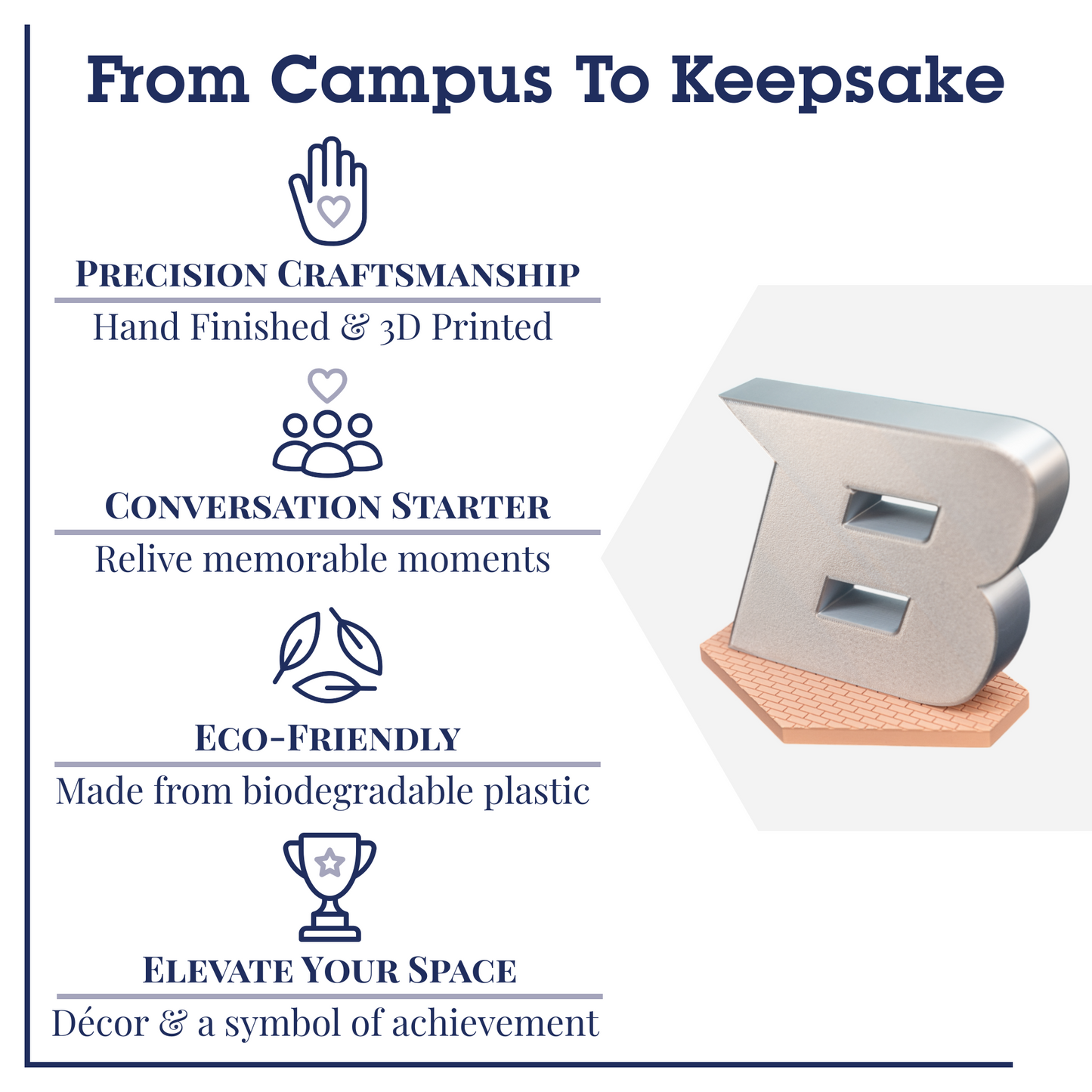 Boise B Statue 3D Replica | Boise, Idaho | Graduation Gift & Fan Memorabilia & Home, Dorm, Office Décor