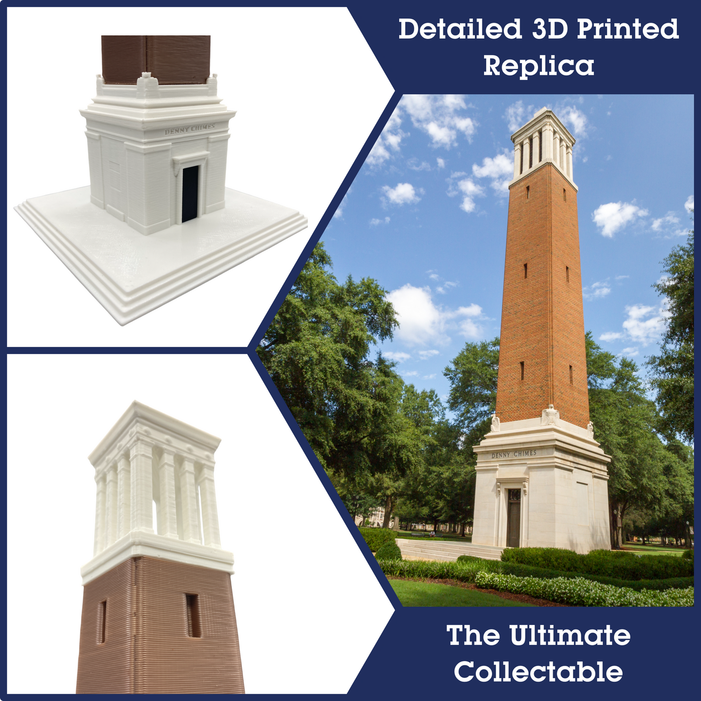 Denny Chimes Tower 3D Replica | Tuscaloosa, Alabama | Graduation Gift & Fan Memorabilia Home, Dorm, Office Décor