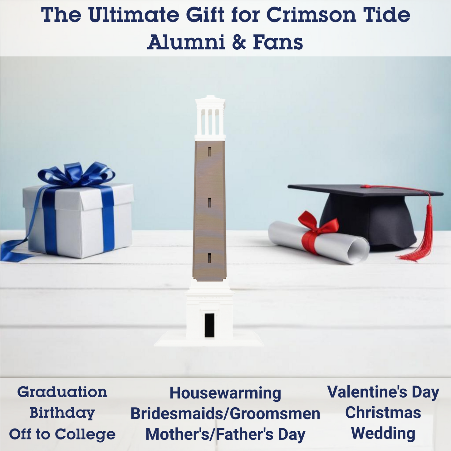 Denny Chimes Tower 3D Replica | Tuscaloosa, Alabama | Graduation Gift & Fan Memorabilia Home, Dorm, Office Décor