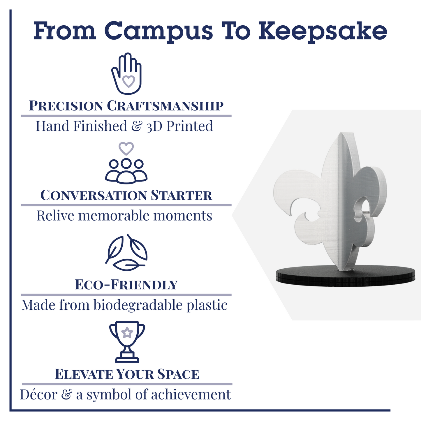 Fleur de Lis Fountain 3D Replica | Lafayette, Louisiana | Graduation Gift & Fan Memorabilia & Home, Dorm, Office Décor