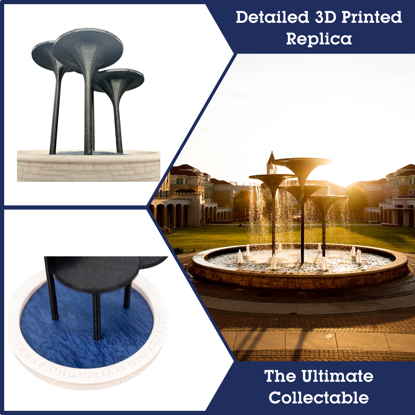 Frog Fountain 3D Replica | Fort Worth, Texas | Graduation Gift & Fan Memorabilia & Home, Dorm, Office Décor