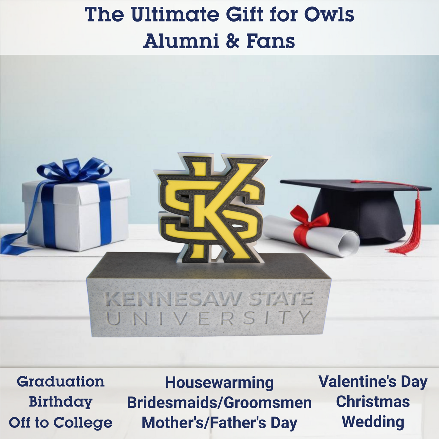 KSU Monument 3D Replica | Kennesaw, Georgia | Graduation Gift & Fan Memorabilia & Home, Dorm, Office Décor