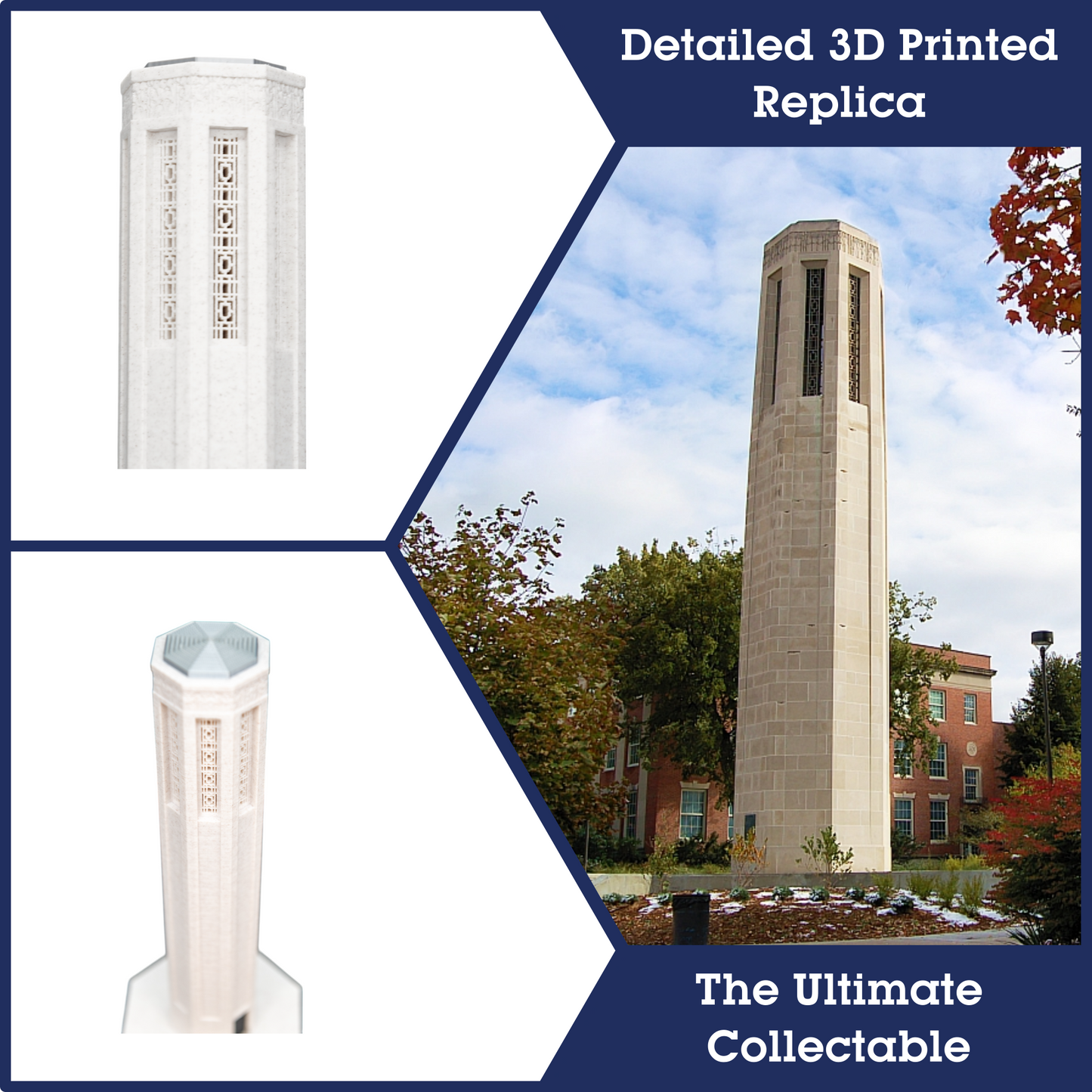 Mueller Tower 3D Replica | Lincoln, Nebraska | Graduation Gift & Fan Memorabilia & Home, Dorm, Office Décor