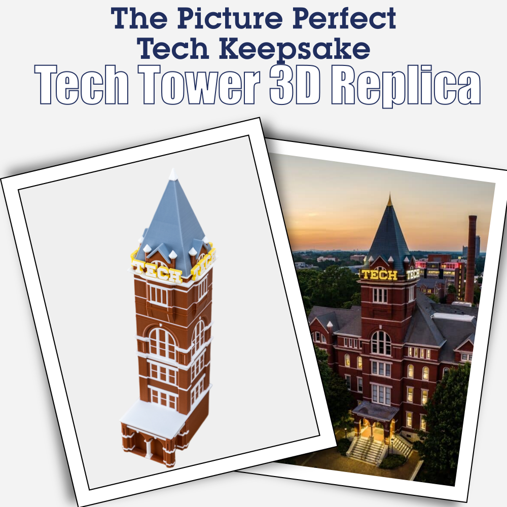 Tech Tower 3D Replica | Atlanta, Georgia | Graduation Gift & Fan Memorabilia & Home, Dorm, Office Décor