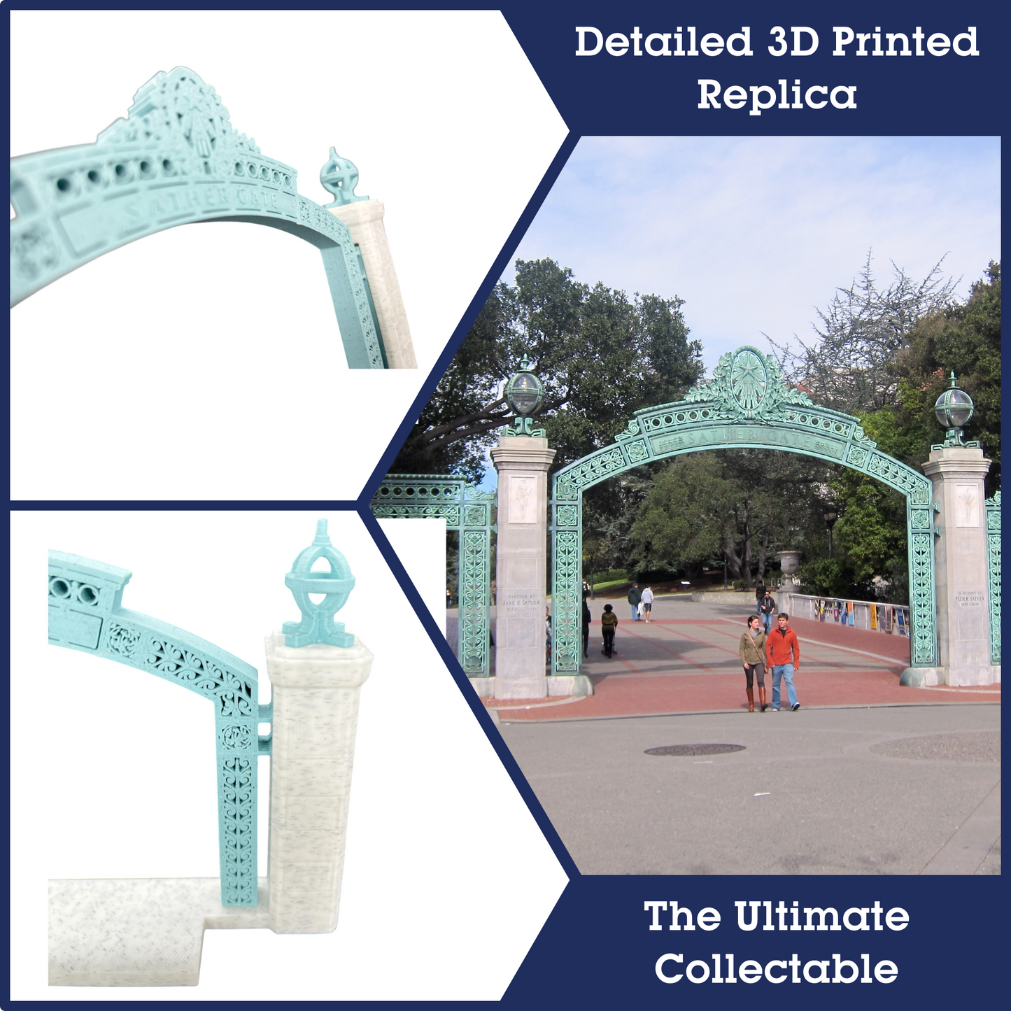 Sather Gate 3D Replica | Berkeley, California | Graduation Gift & Fan Memorabilia & Home, Dorm, Office Décor