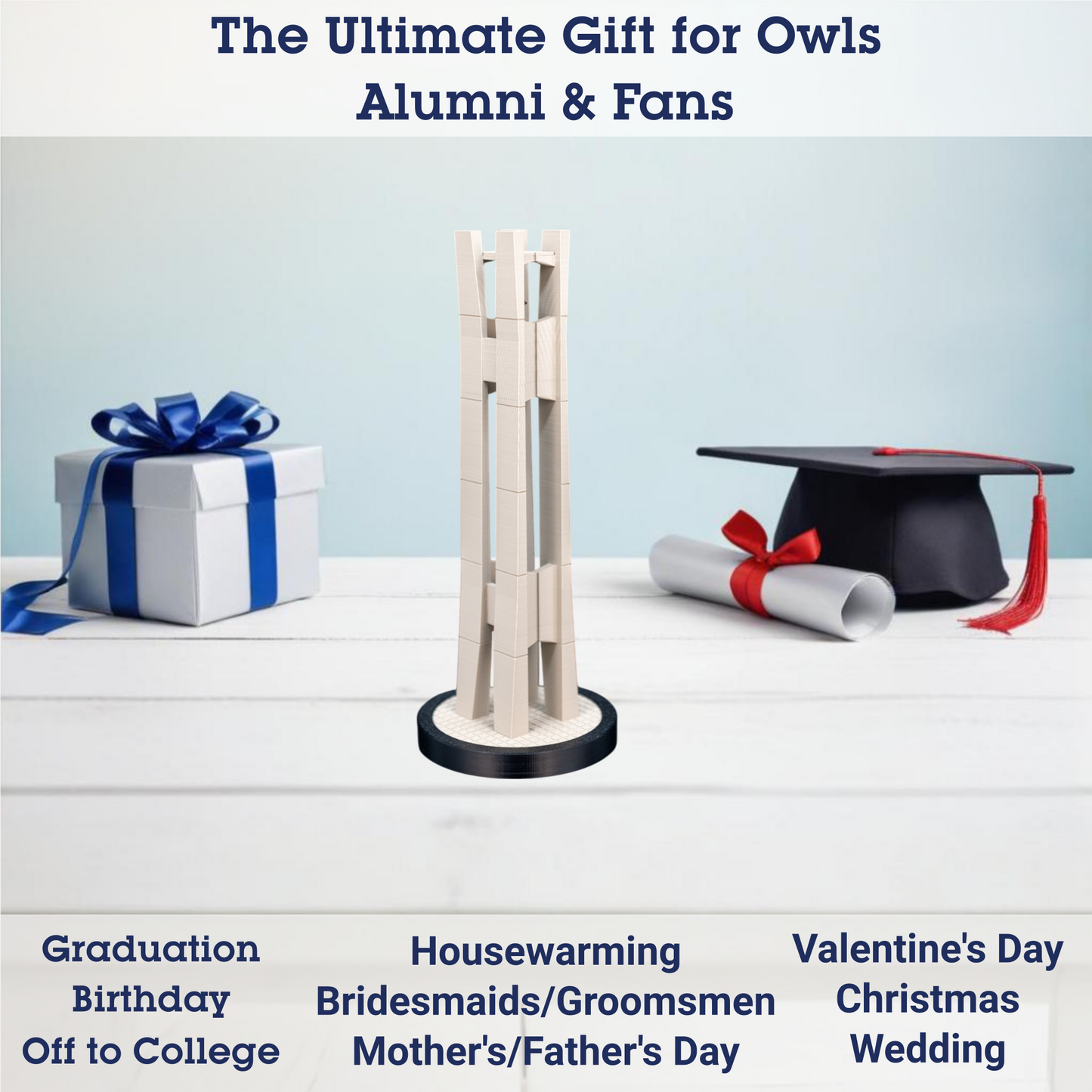 Temple Belltower 3D Replica | Philadelphia, Pennsylvania | Graduation Gift & Fan Memorabilia & Home, Dorm, Office Décor