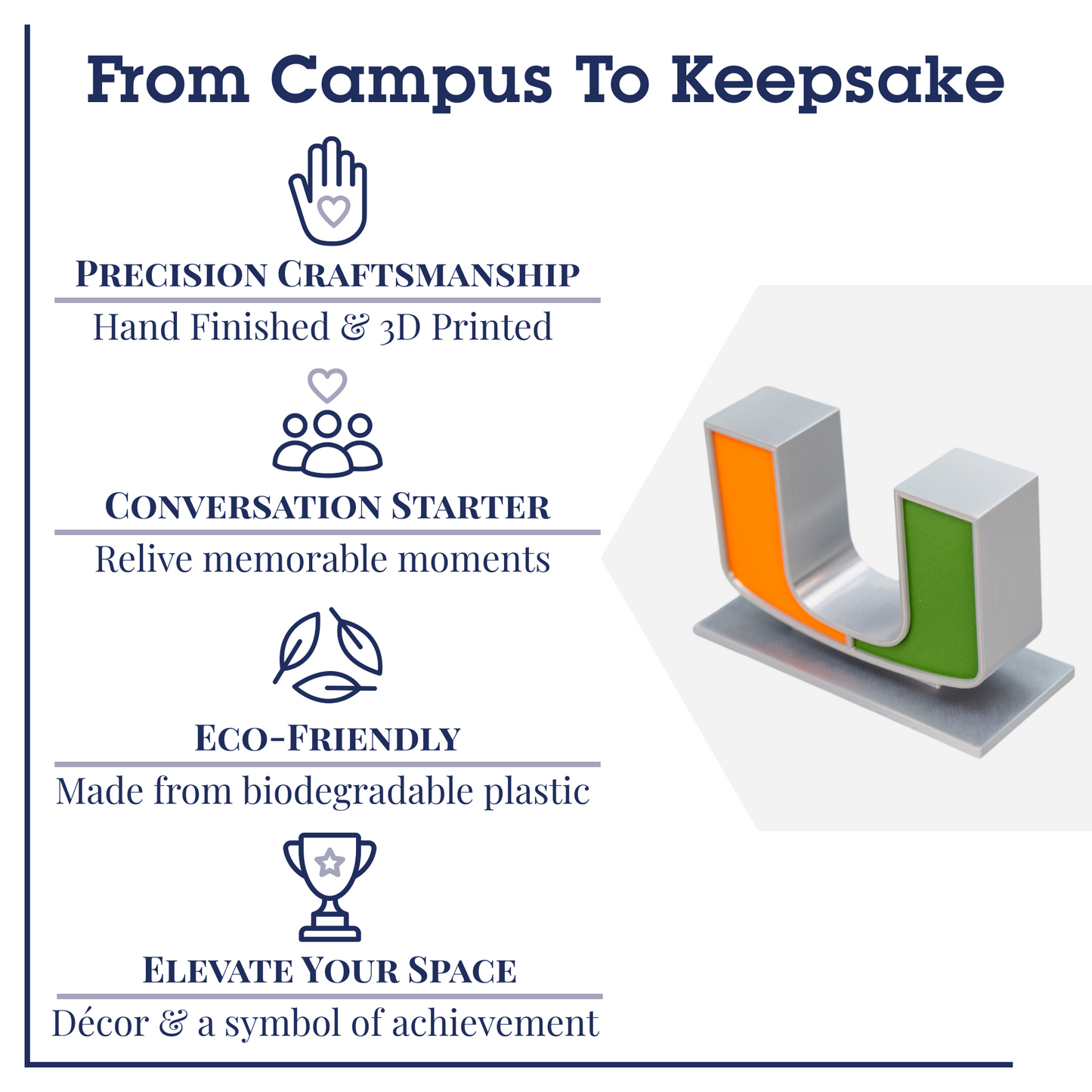 Miami, Florida | The U Statue 3D Replica | Graduation Gift & Fan Memorabilia & Home, Dorm, Office Décor